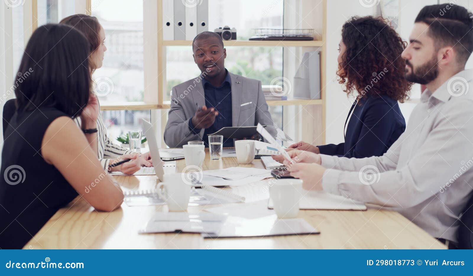 Black Man, Portfolio or Business People in Meeting for Report, Agenda