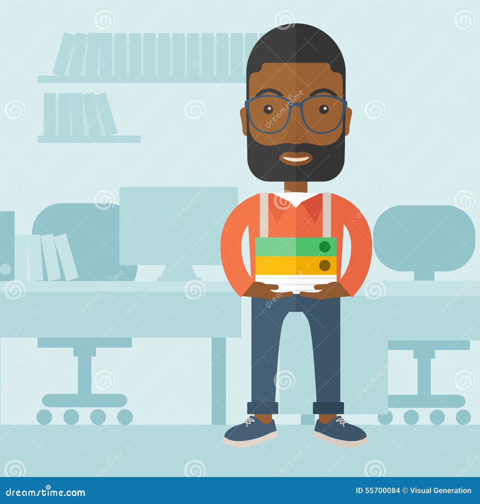 Black Man Standing Inside His Office Stock Vector - Illustration of ...