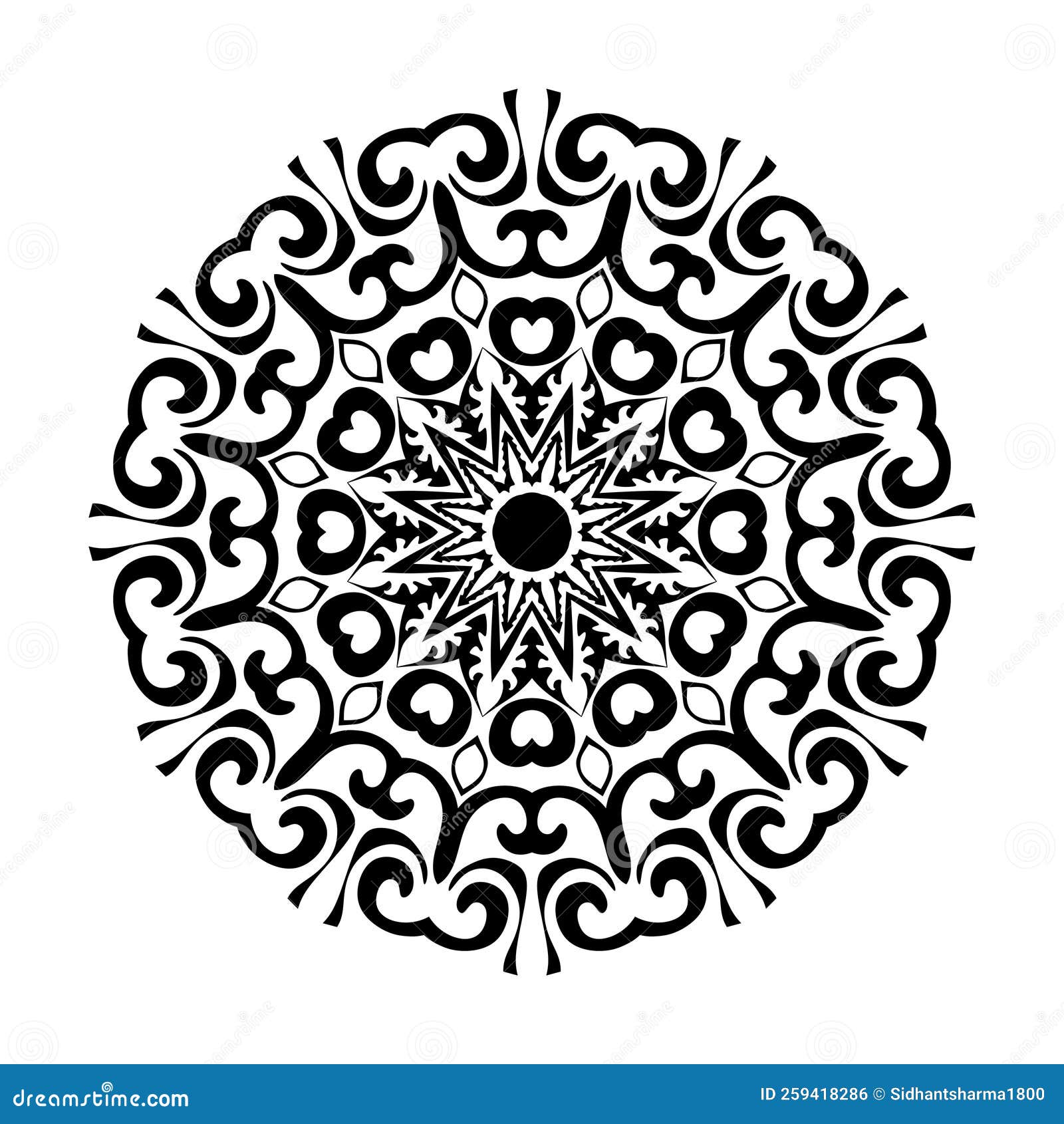 Black Mandala Vector on White Background Illustrations Stock Vector