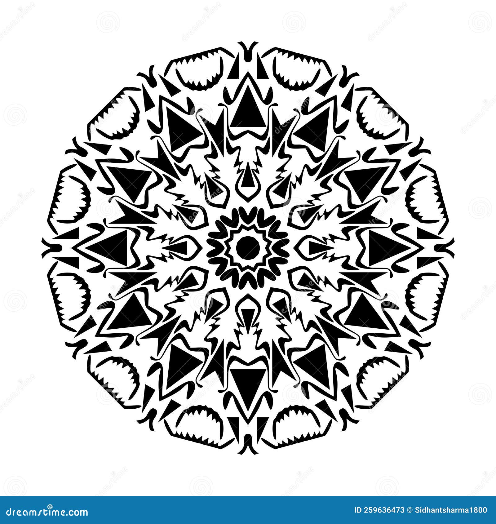 Black Mandala Vector on White Background Illustrations Stock Vector