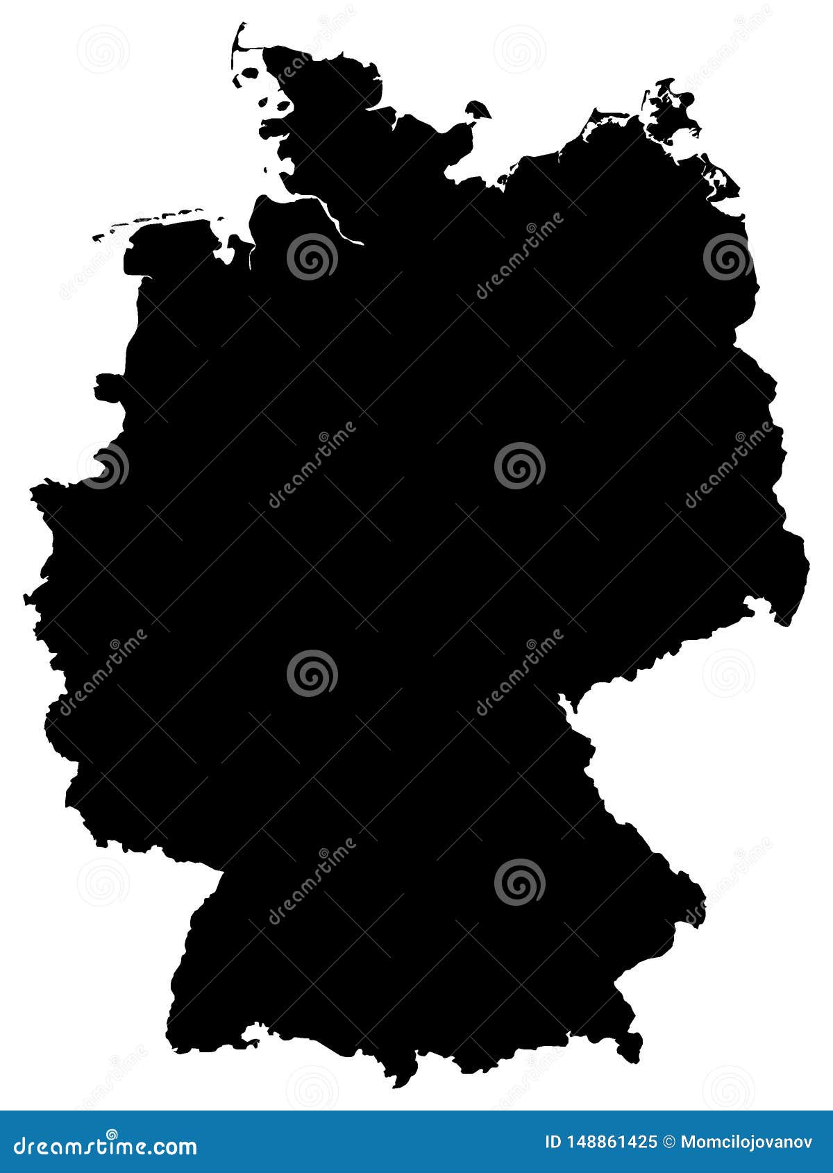 Black Map of Germany on White Background Stock Vector - Illustration of