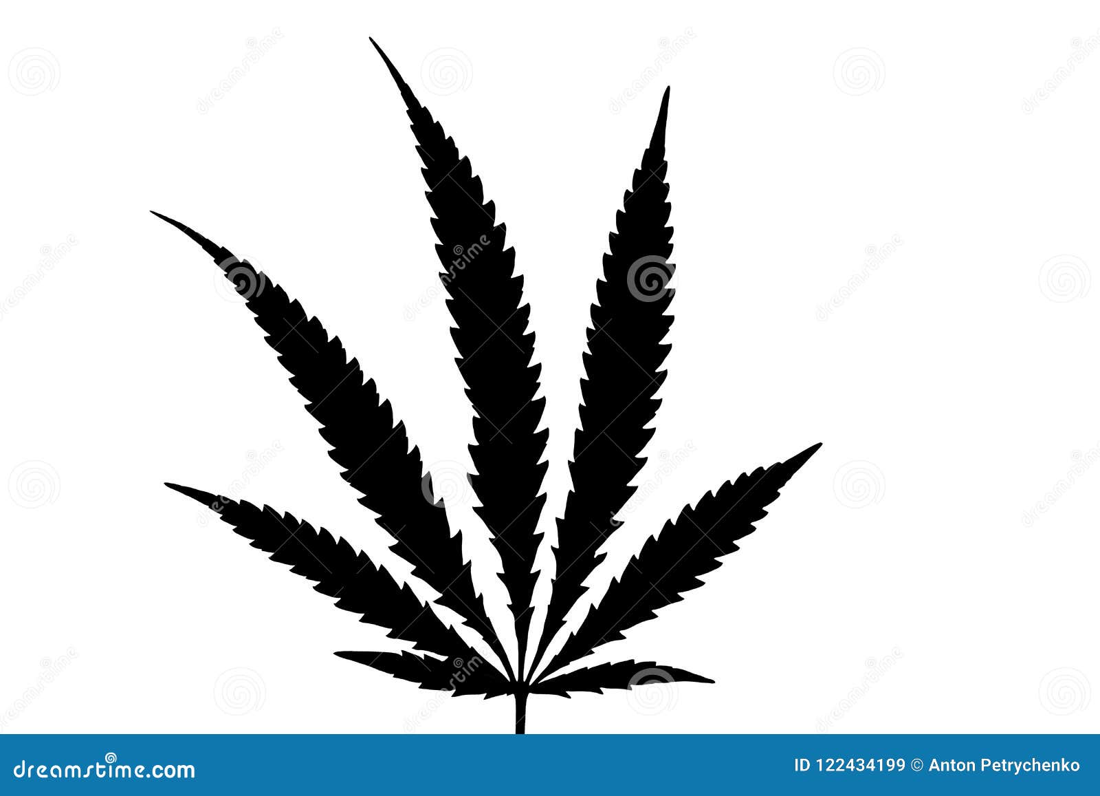 Black Marijuana Leaf Isolated on White Background Stock Illustration