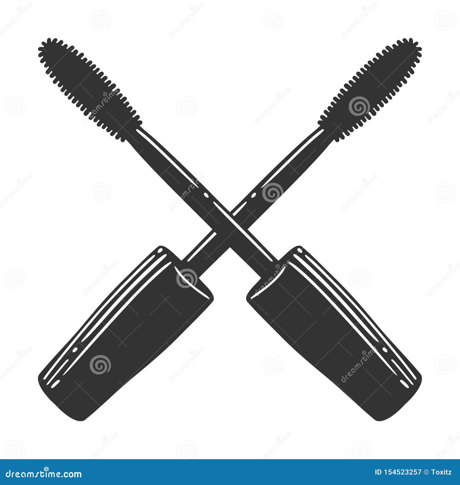 Black Mascara Brush. Vector in Doodle and Sketch Style Stock