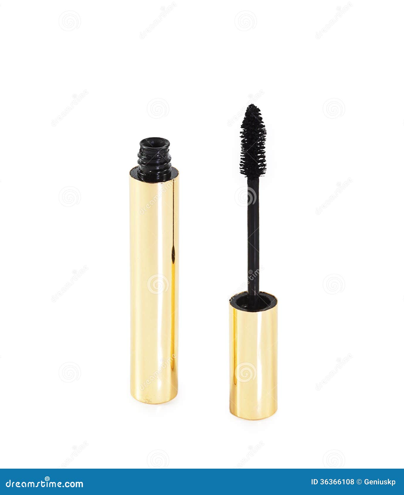 Black Mascara in Gold Packaging Stock Photo Image of fashion, brush