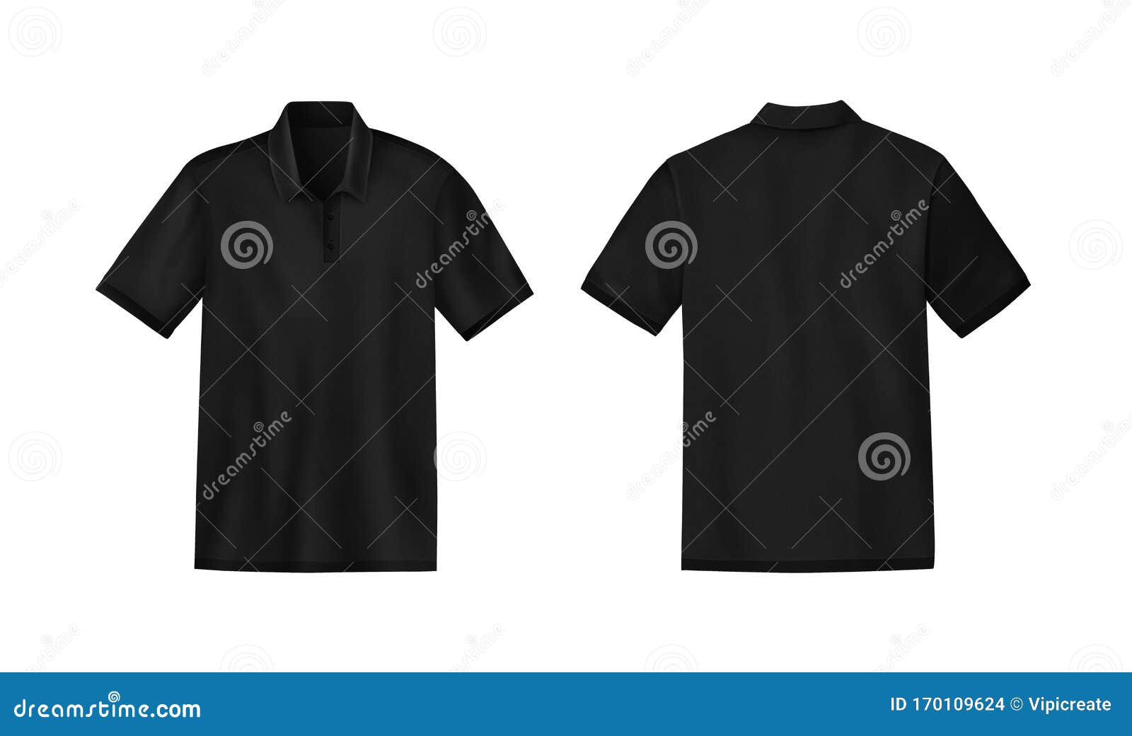 Download Black Mens T-shirt Template Mockup, Front And Back, Realistic Illustration Isolated On White ...