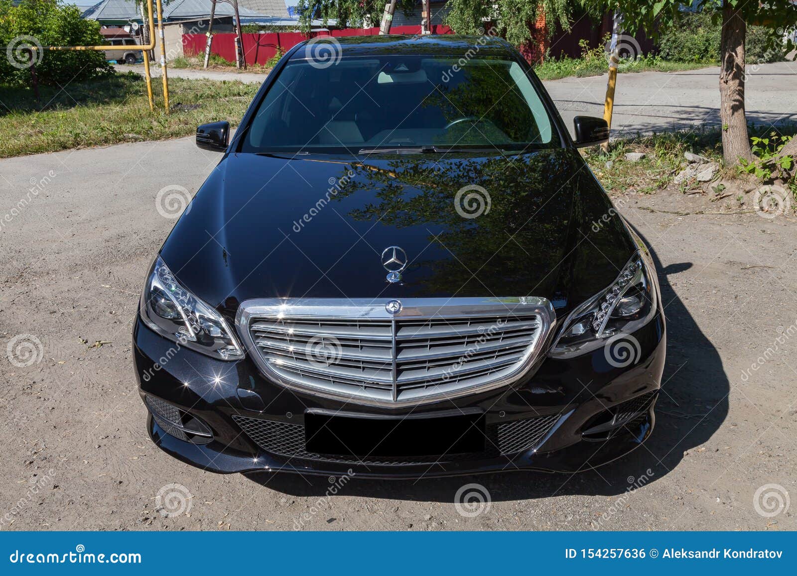 Black Mercedes Benz E Class E350 2013 Year Front View With