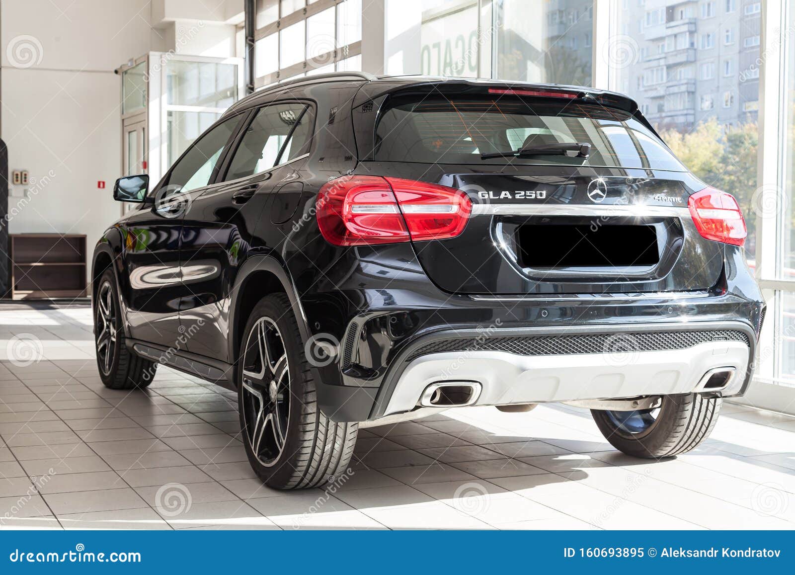 Black Mercedes Benz Gla Class 16 Year Rear View With Dark Gray Interior In Excellent Condition In A Dealership With White Walls Editorial Image Image Of Outdoors Parking