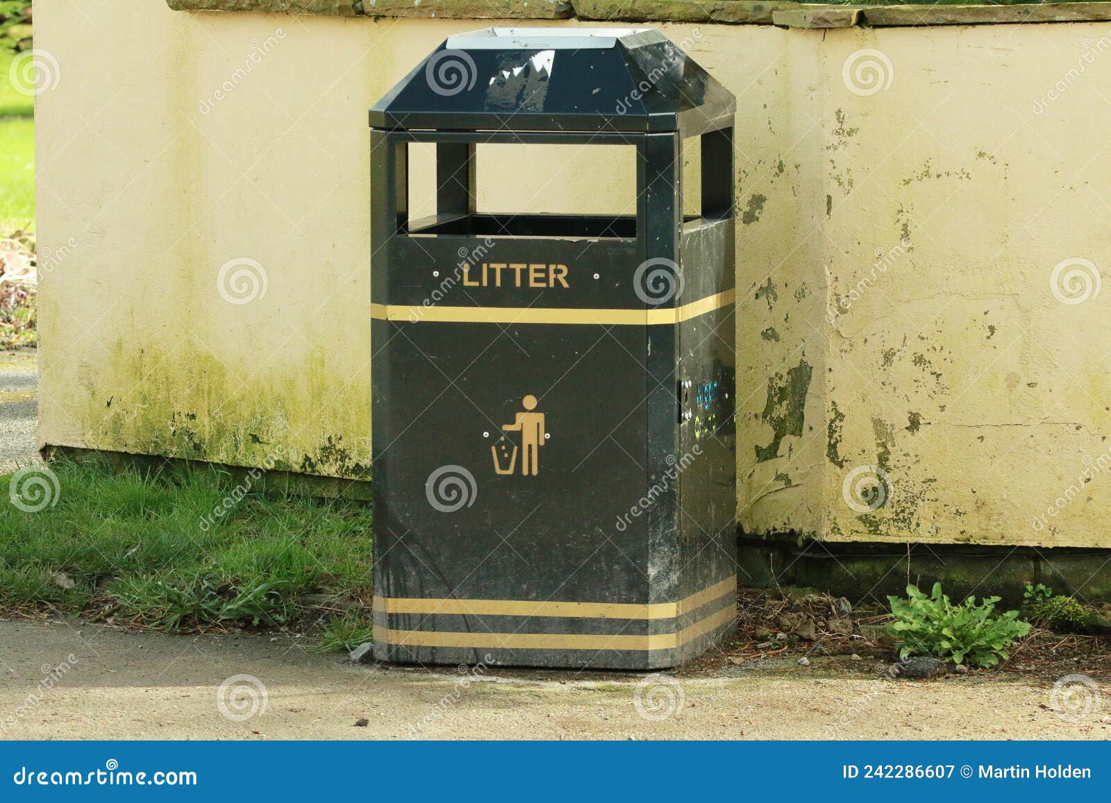 Black metal bin stock image. Image of warning, town 242286607