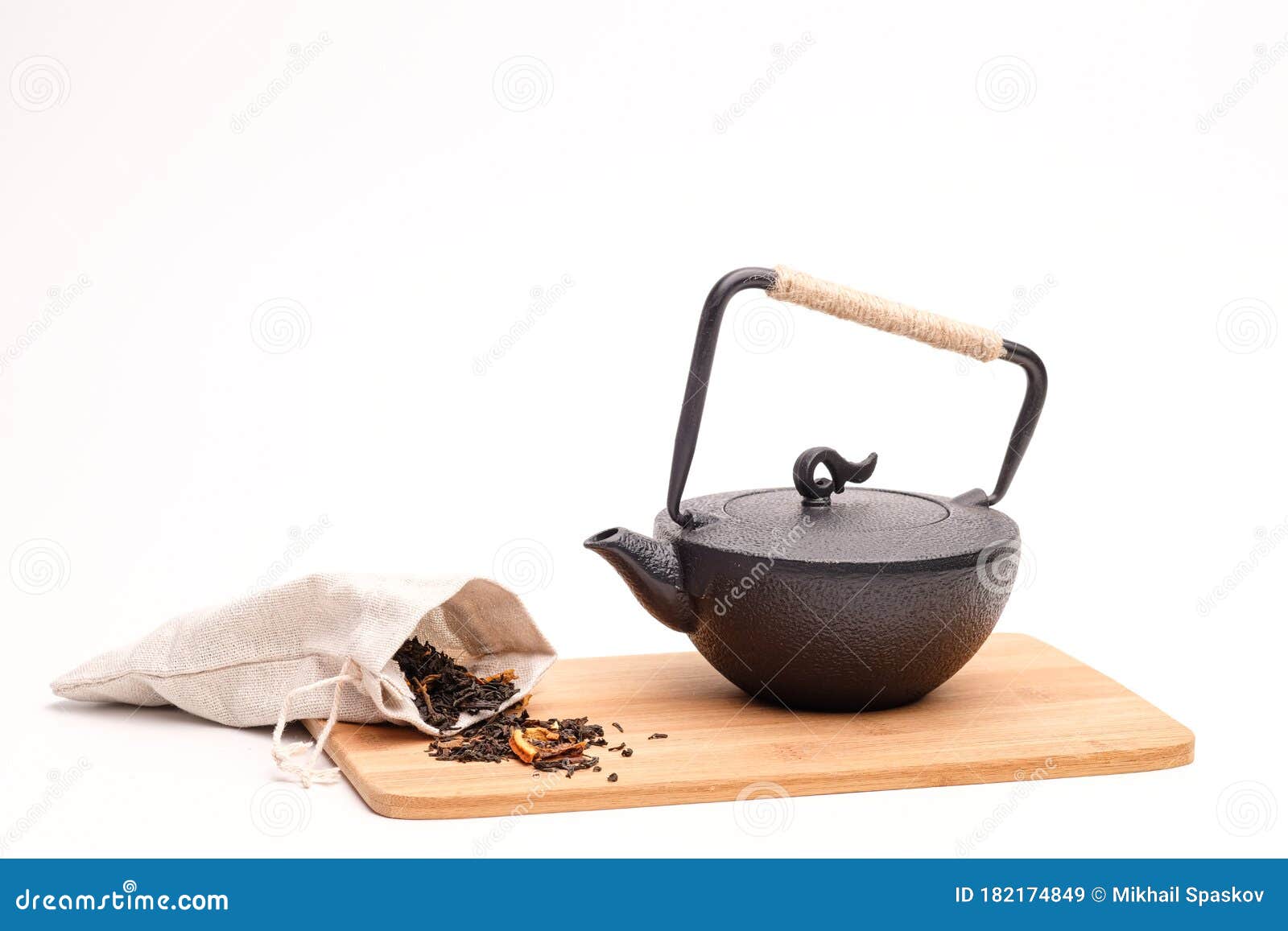 Black Metal Castiron Teapot on a White Background. Stock Image Image