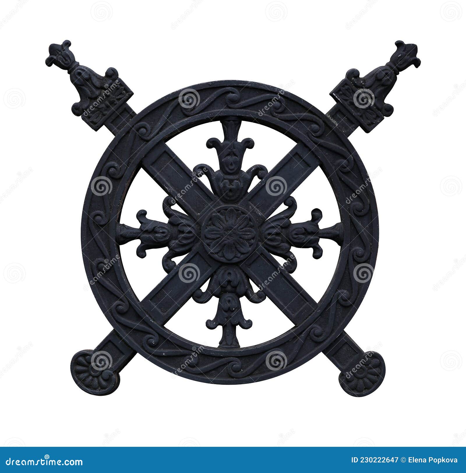 Black Metal Ornament Isolated on White Background. Design Element with