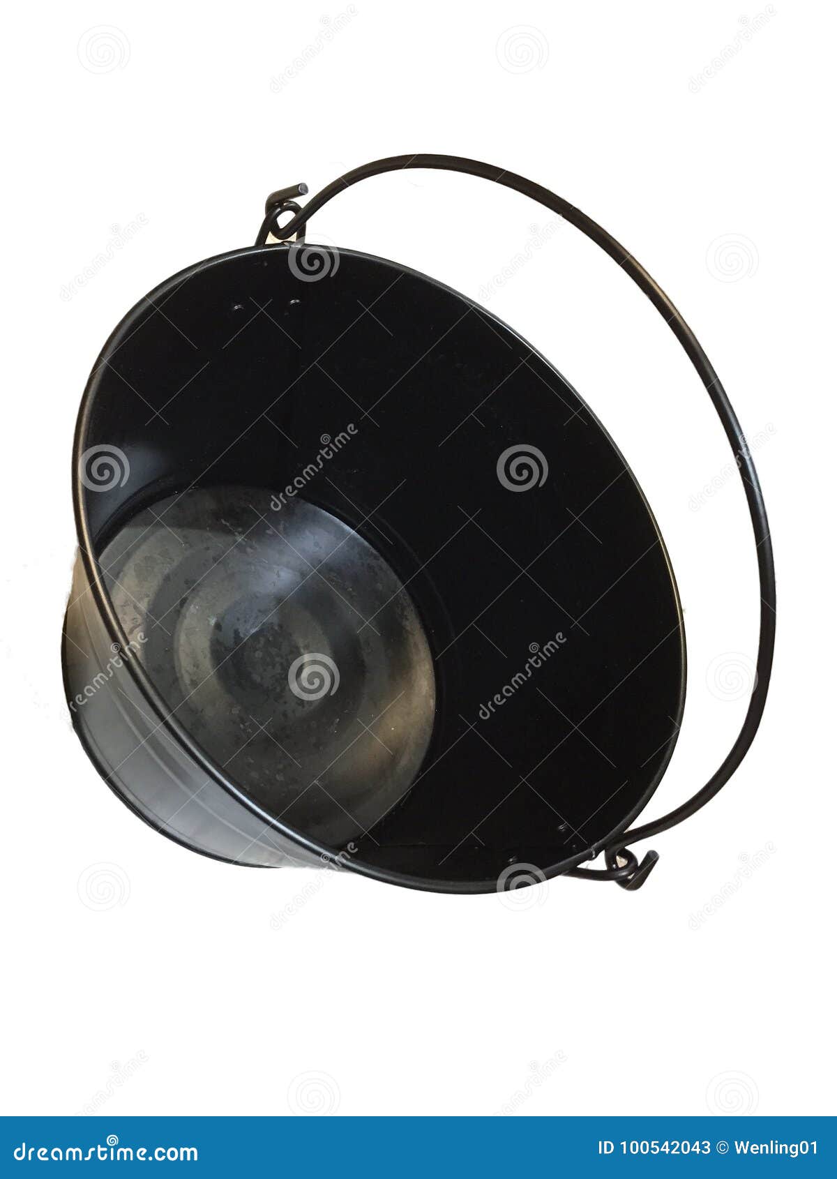 Black Metal Pail With Handle Stock Image - Image of shape, copper