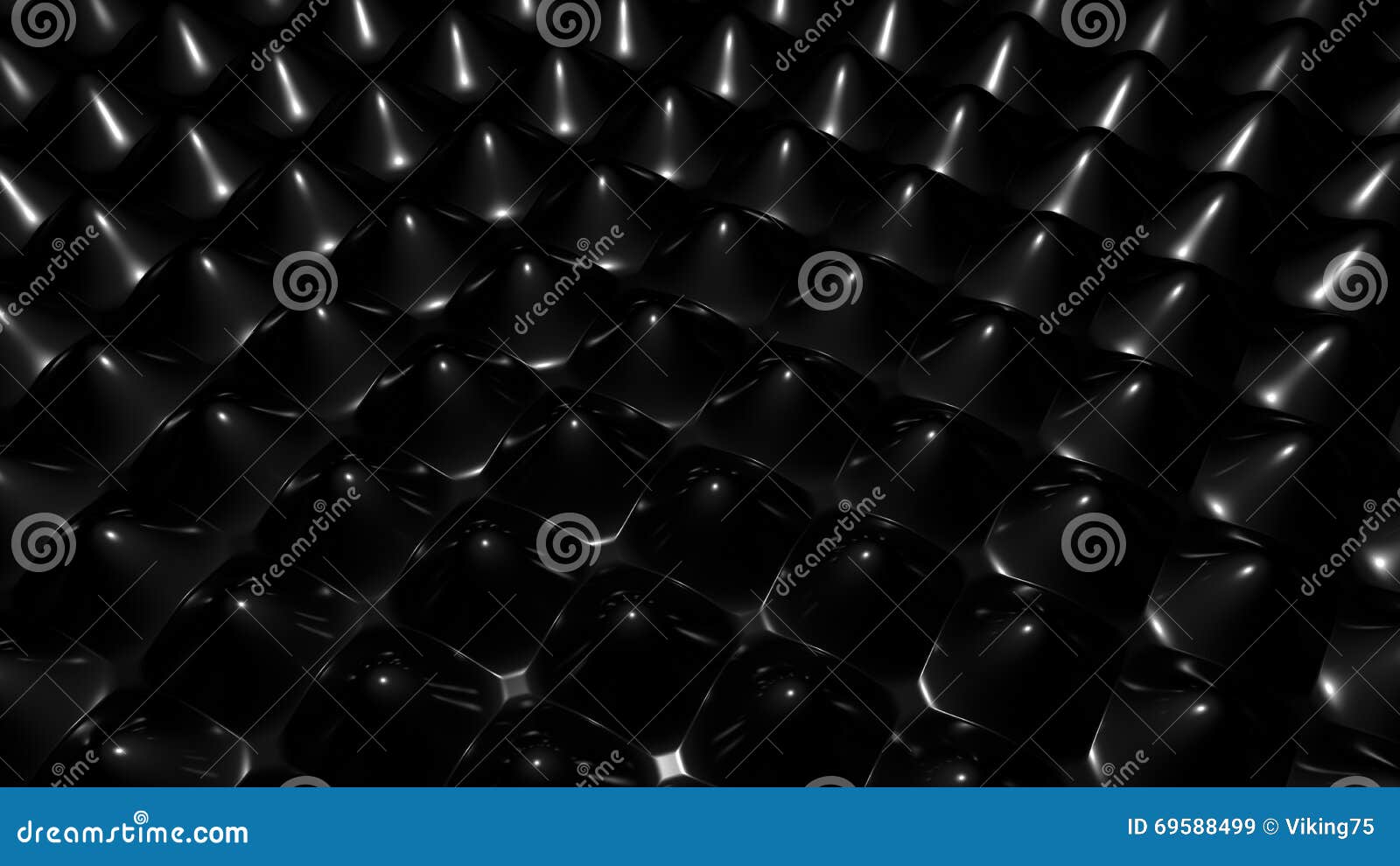 Black Metal Rounded Spikes Background 3D Rendering Stock Illustration