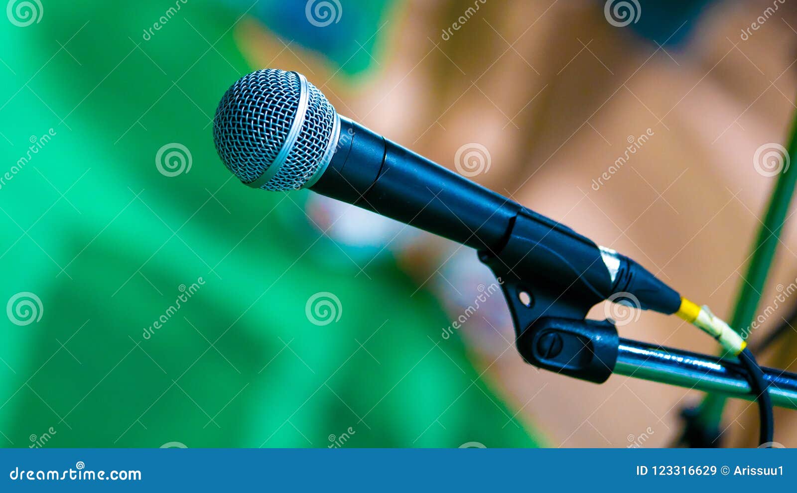 black mic microphone with stand