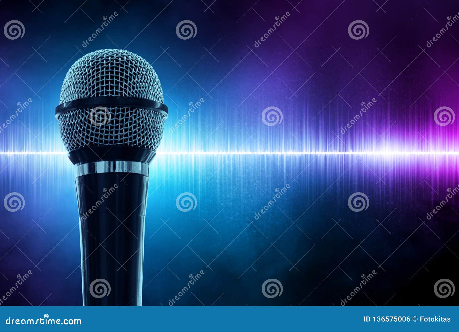Black Microphone on Sound Wave Background Stock Photo Image of