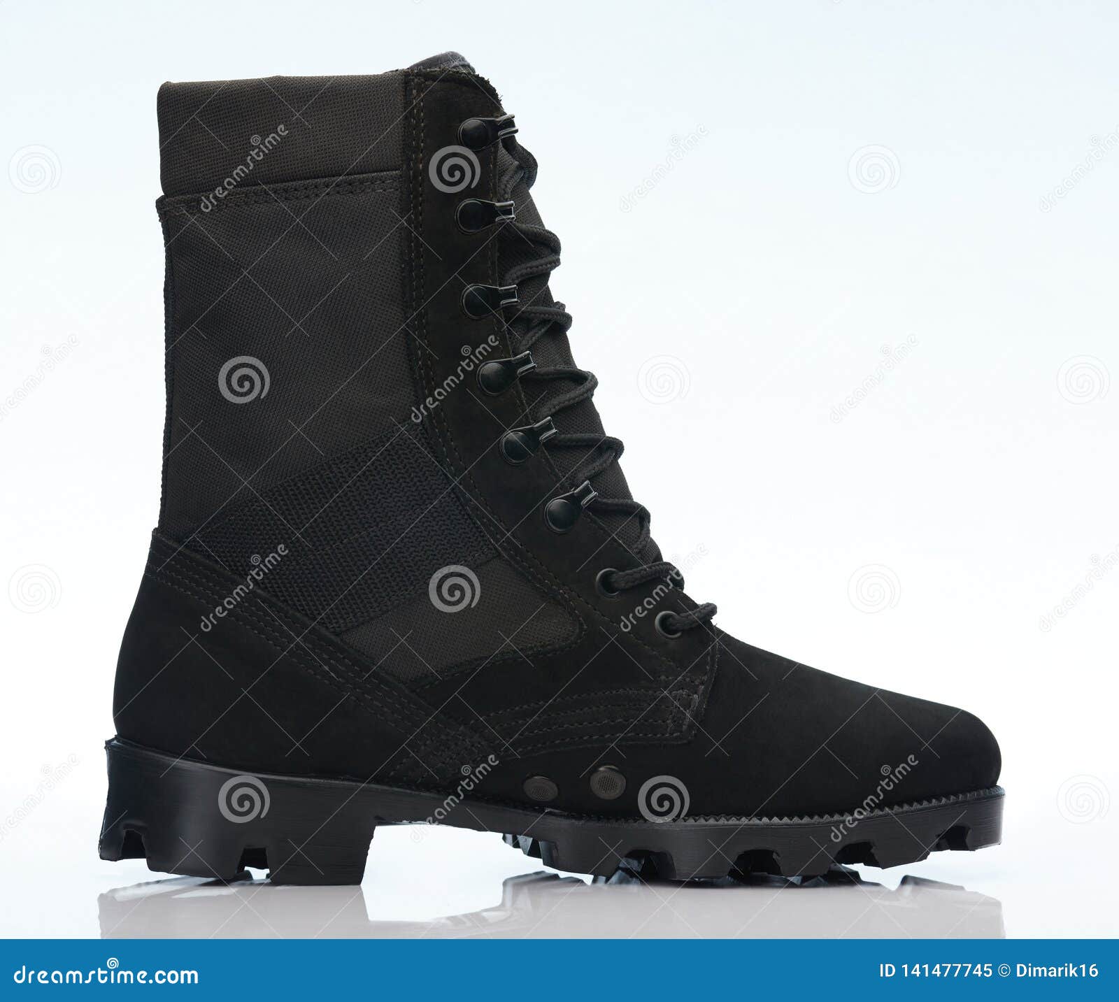 Black military shoe stock image. Image of background - 141477745