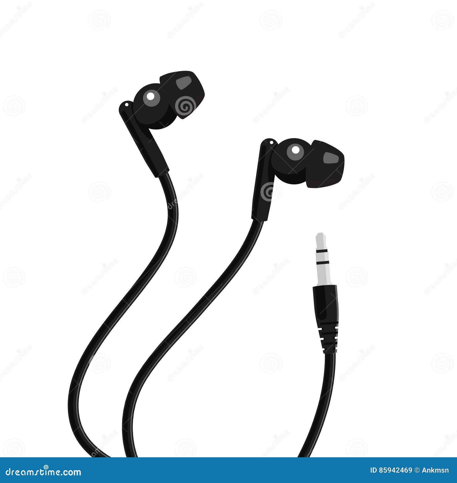 Black Mini Headphone with Mini Jack Stock Vector Illustration of