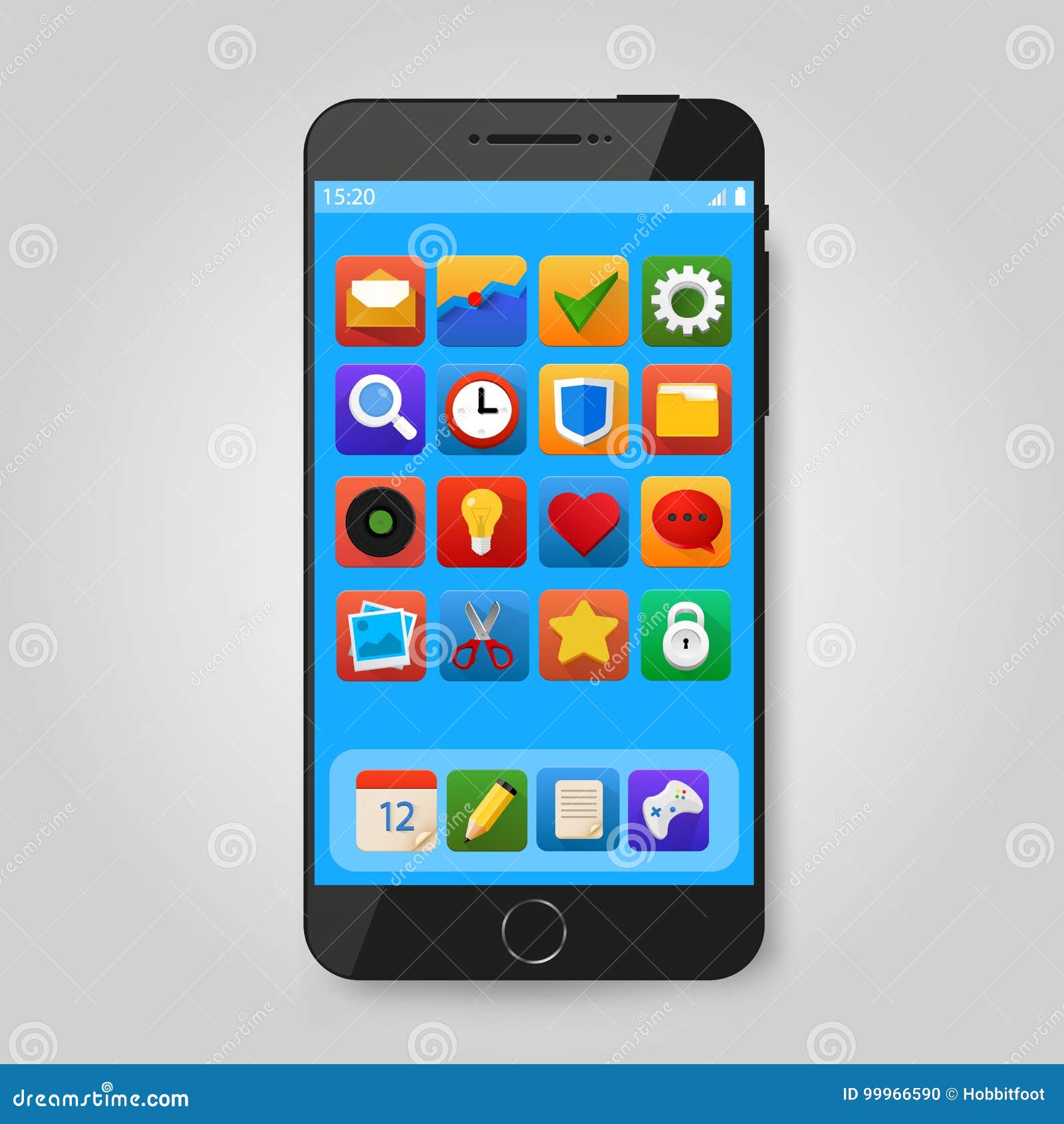 Download Black Mobile Smart Phone With App Icon Smartphone Mobile Application Presentation Stock Vector Illustration Of Gadget Screen 99966590