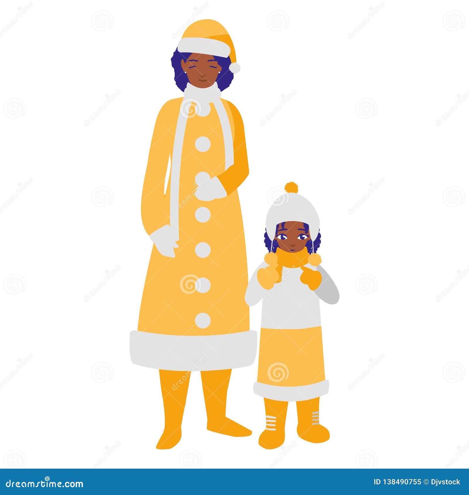 Download Black Mother And Daughter With Winter Clothes Stock Vector ...