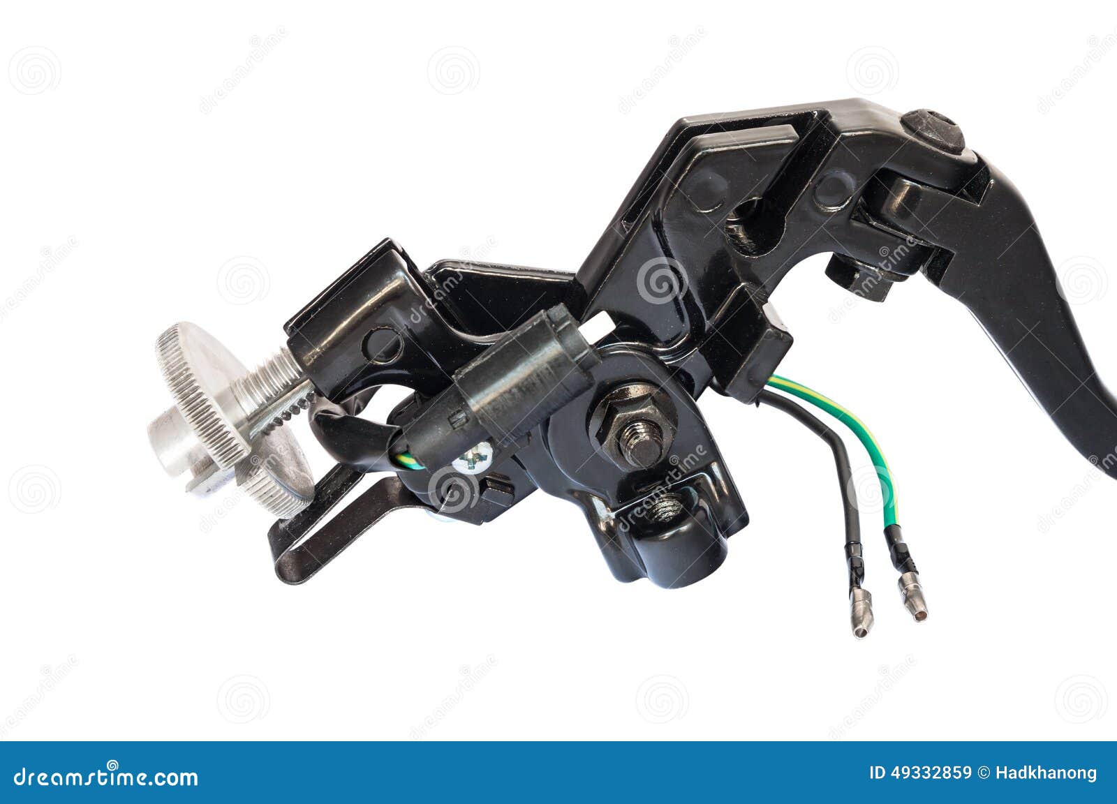 A Black Motorcycle Lever Isolated on White Stock Image Image of