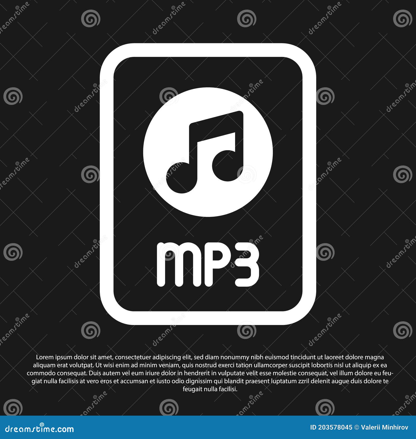 Black MP3 File Document. Download Mp3 Button Icon Isolated On.