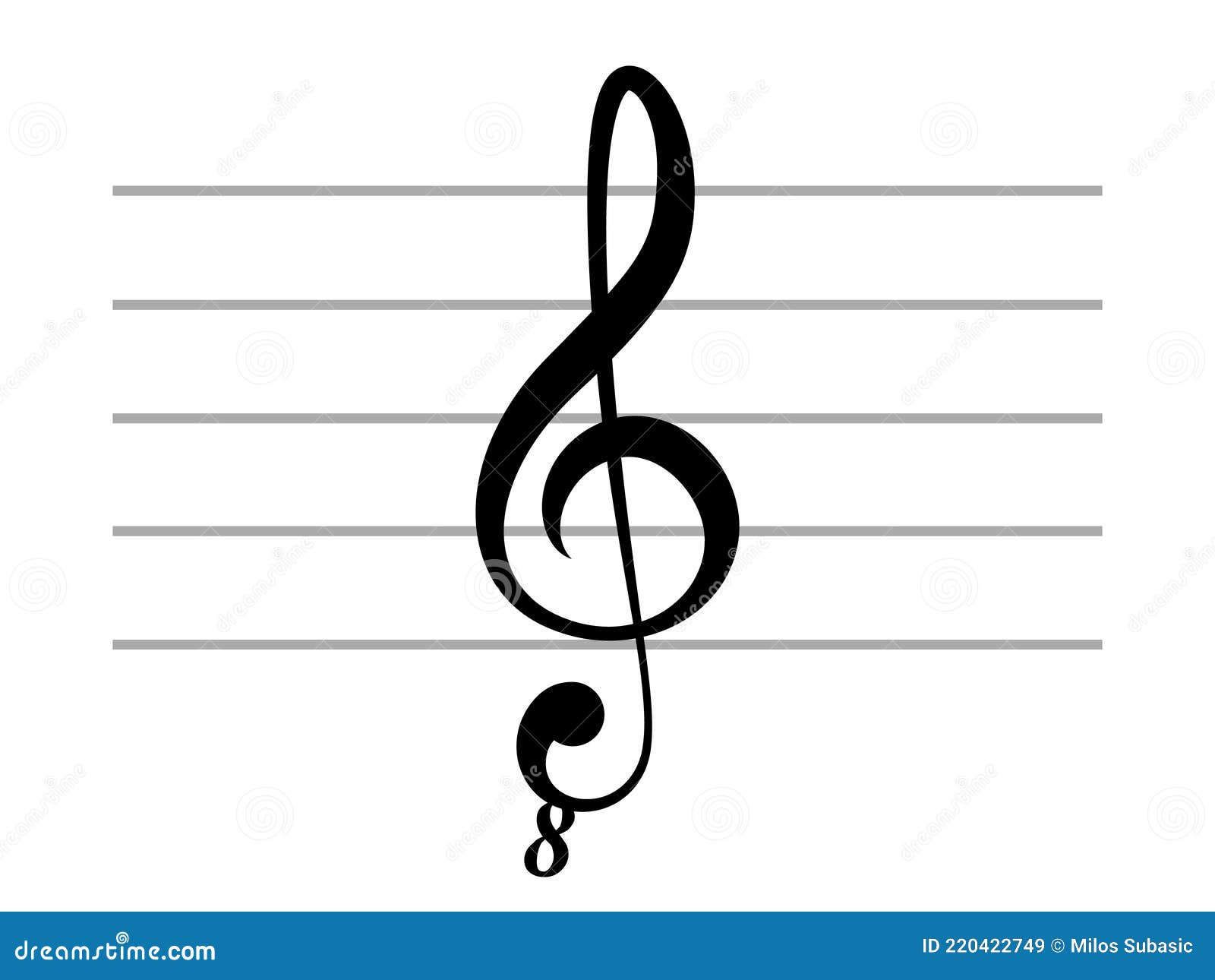 Black Music Symbol of Octave Clef on Ledger Lines Stock Vector