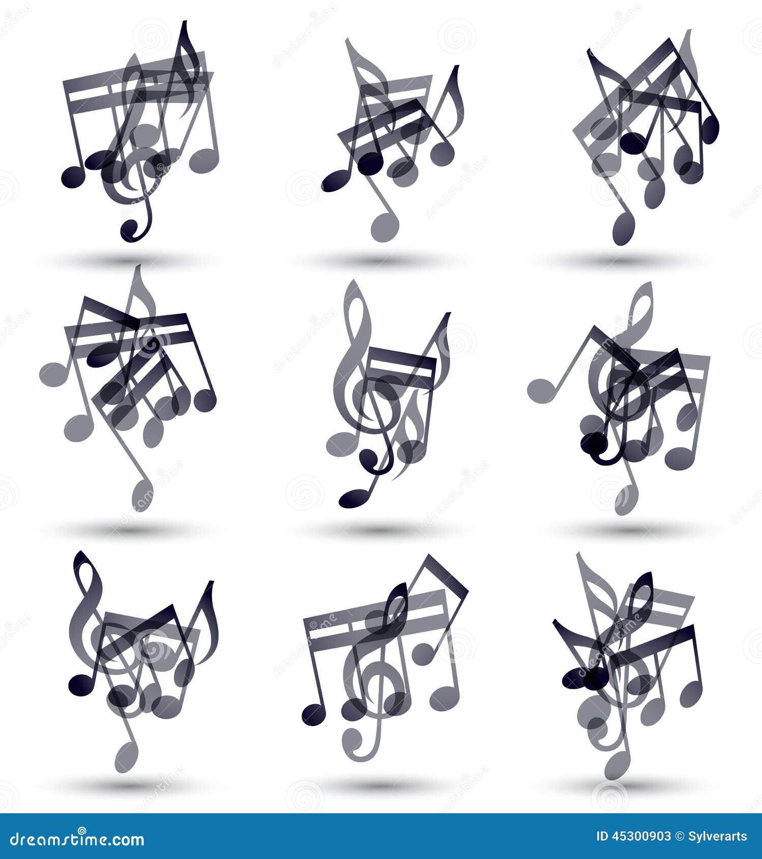 Black Musical Notes and Symbols Isolated on White Stock Vector