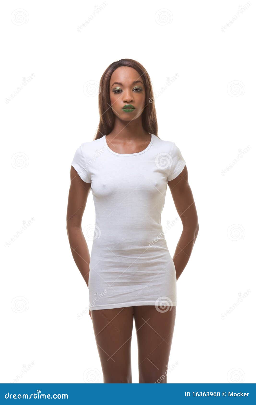 Black Naked Woman in White T-shirt, Slender Legs Stock Photo - Image of  dame, ethnicity: 16363960