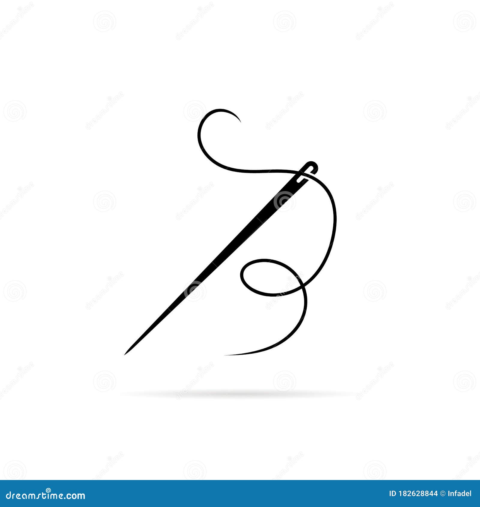 Black Needle Icon with Thread for Sew Stock Vector - Illustration of ...