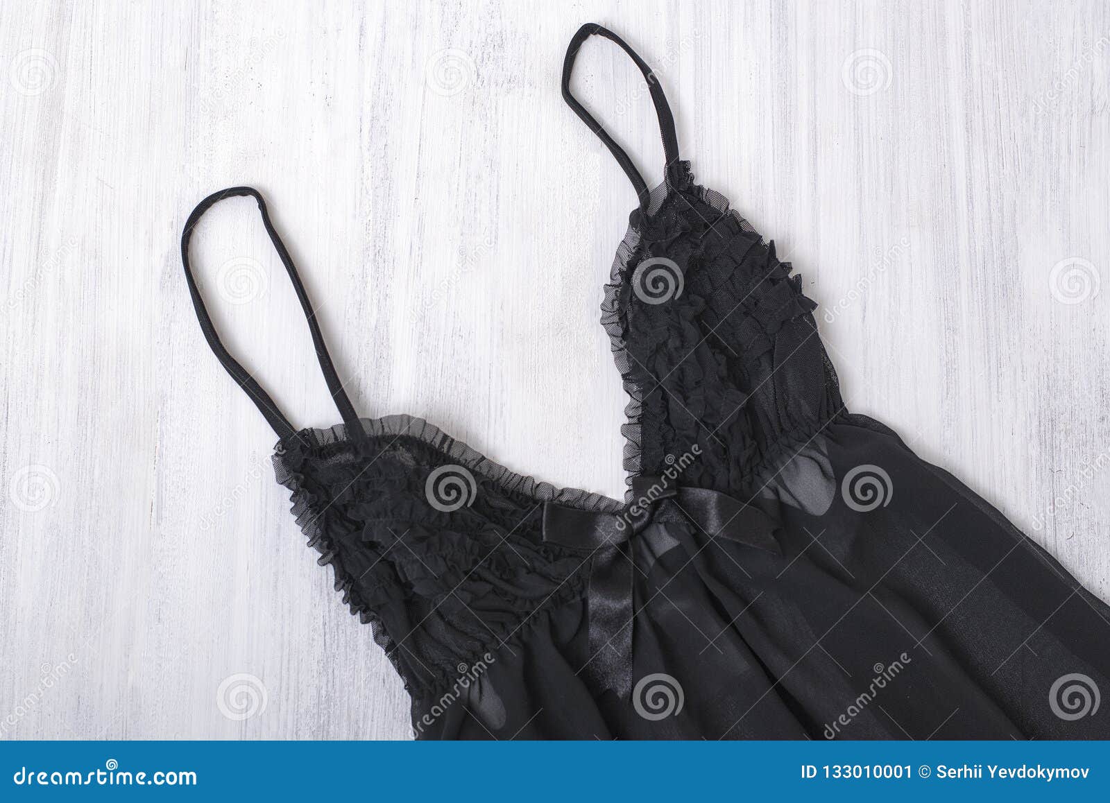 Black Nightie and Shoes on a Wooden Background. Fashion Concept Stock ...