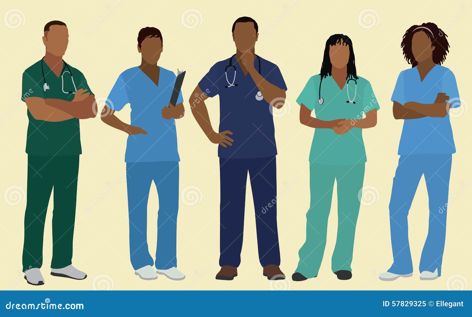 black nurses or surgeons in scrubs