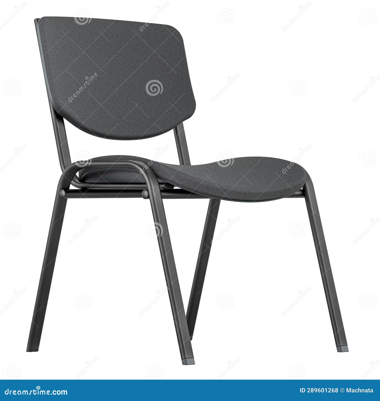 Black Office Chair without Wheels, 3D Rendering Stock Illustration