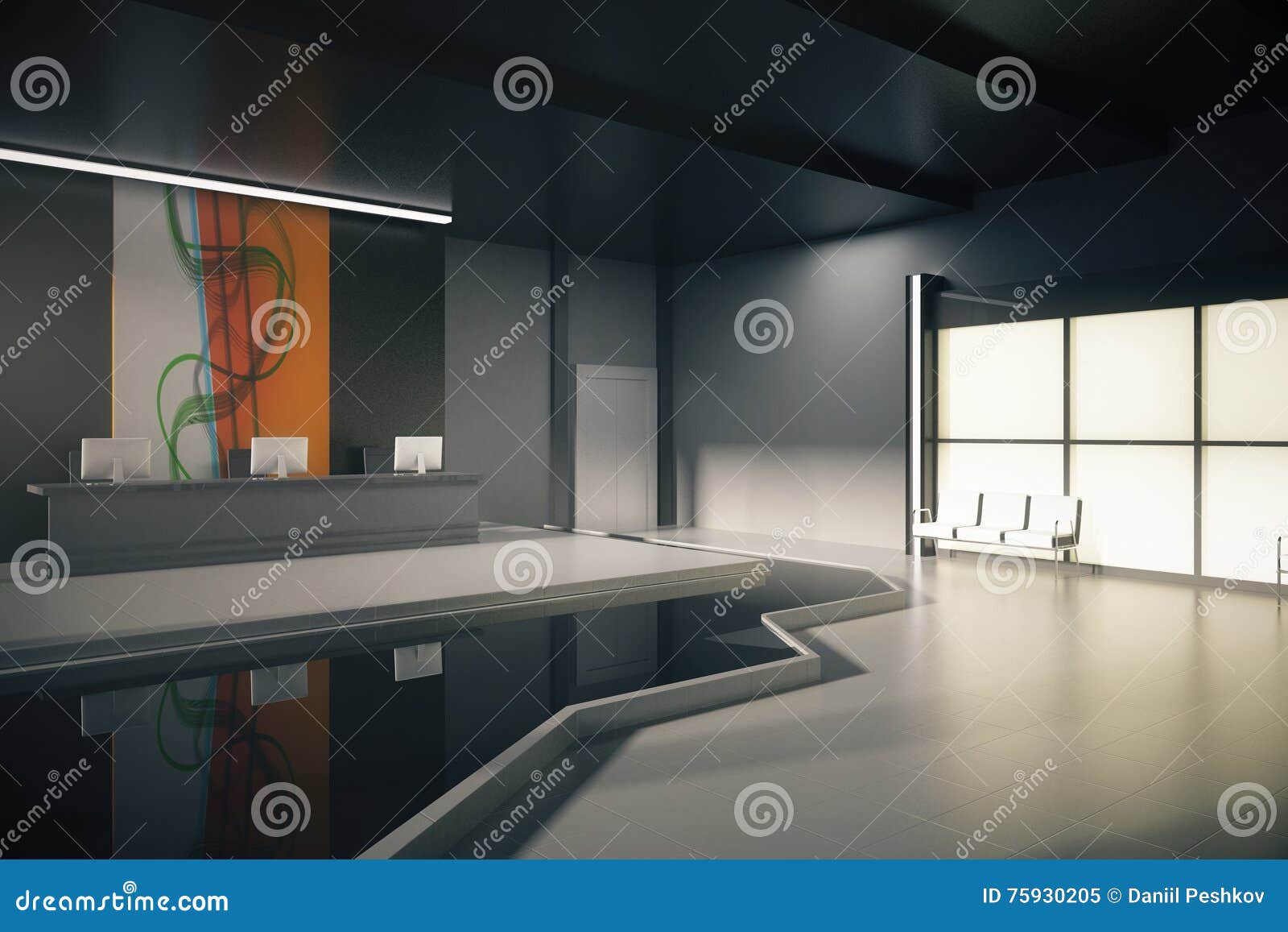 Black Office Lobby Stock Illustration Illustration Of