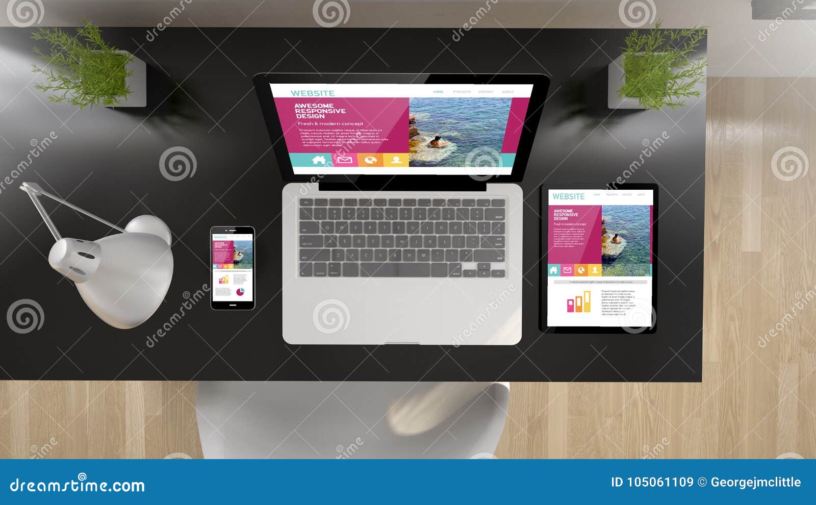 black office top view fresh and modern website