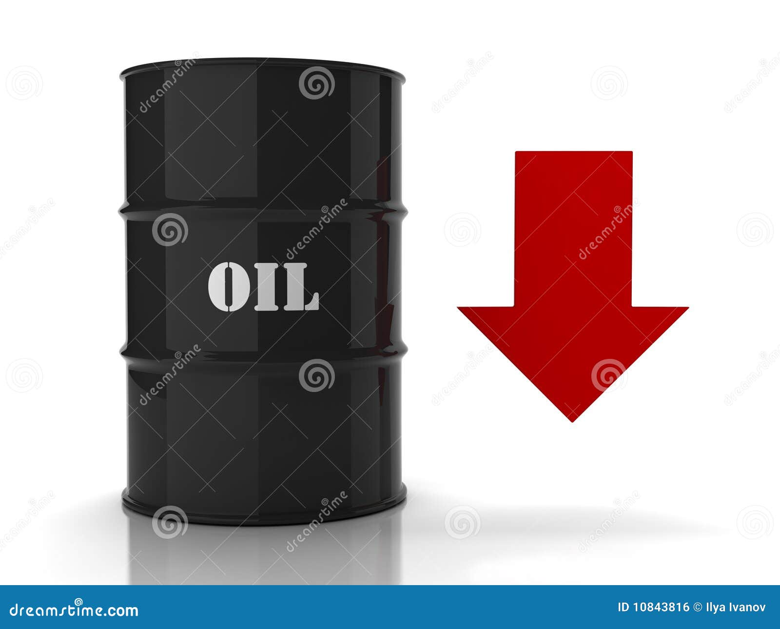 black oil barrel with red downwards arrow