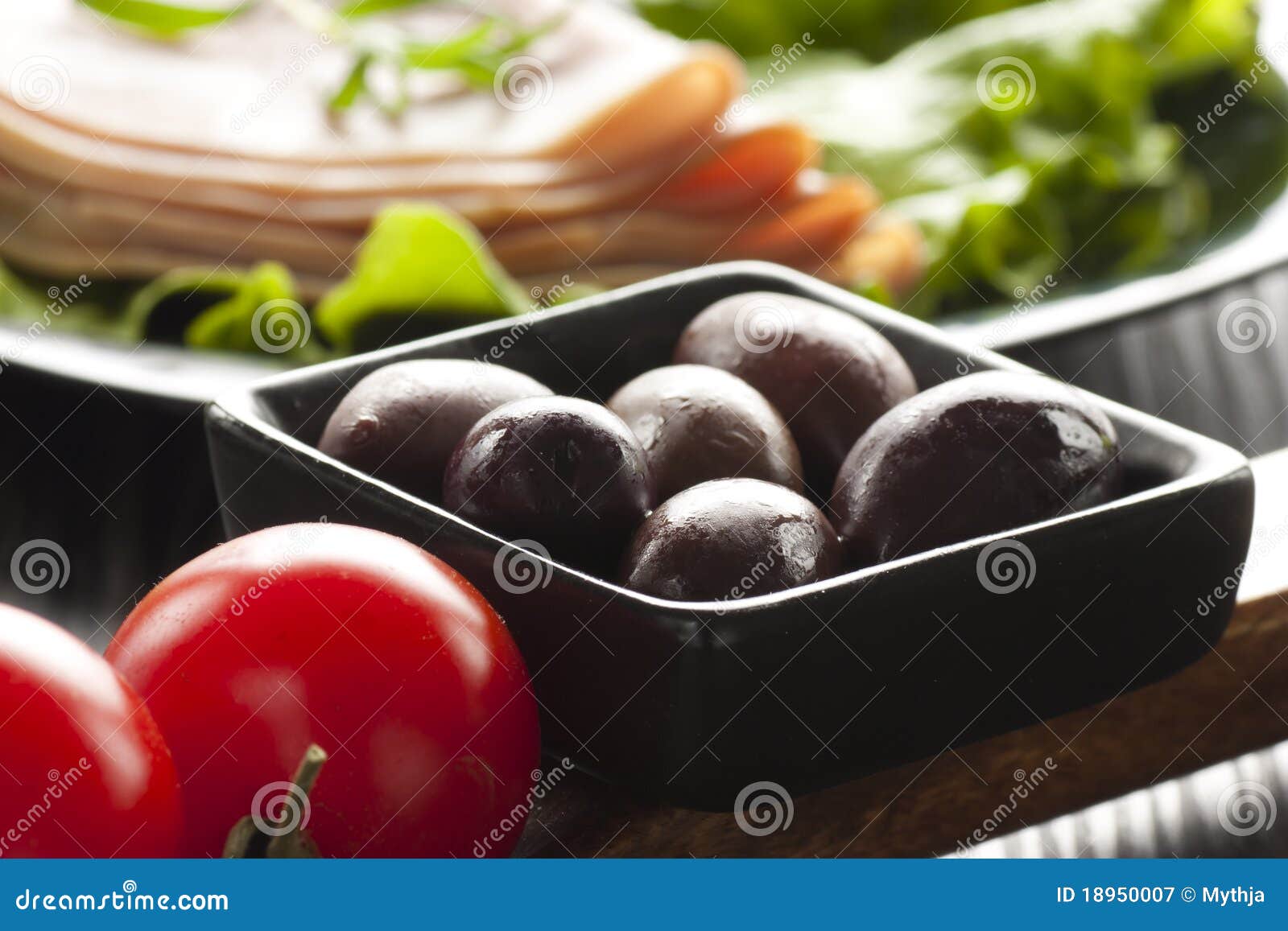 Black olives stock image. Image of lettuce, herb, catering 18950007