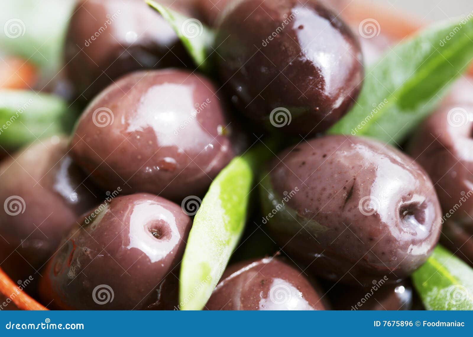 Black olives stock photo. Image of leaves, ingredient 7675896