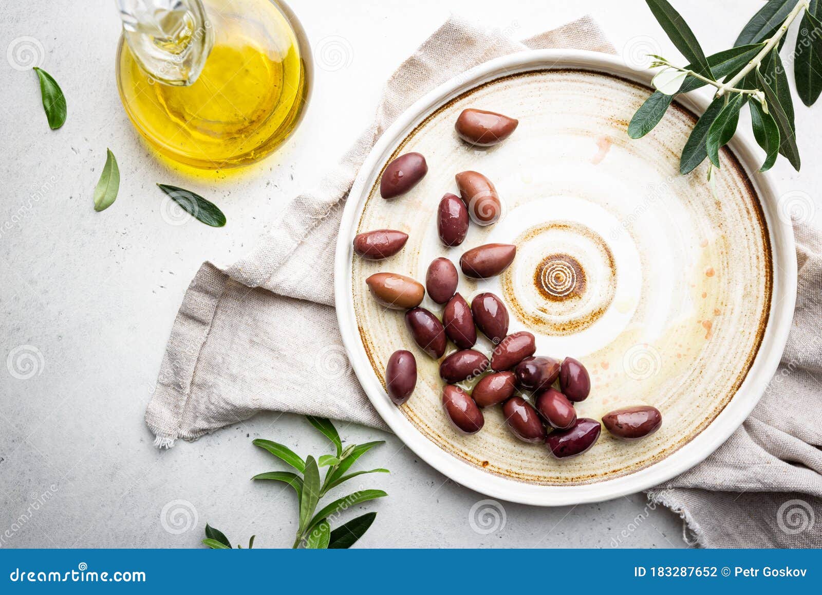 Black olives and olive oil stock photo. Image of nature 183287652