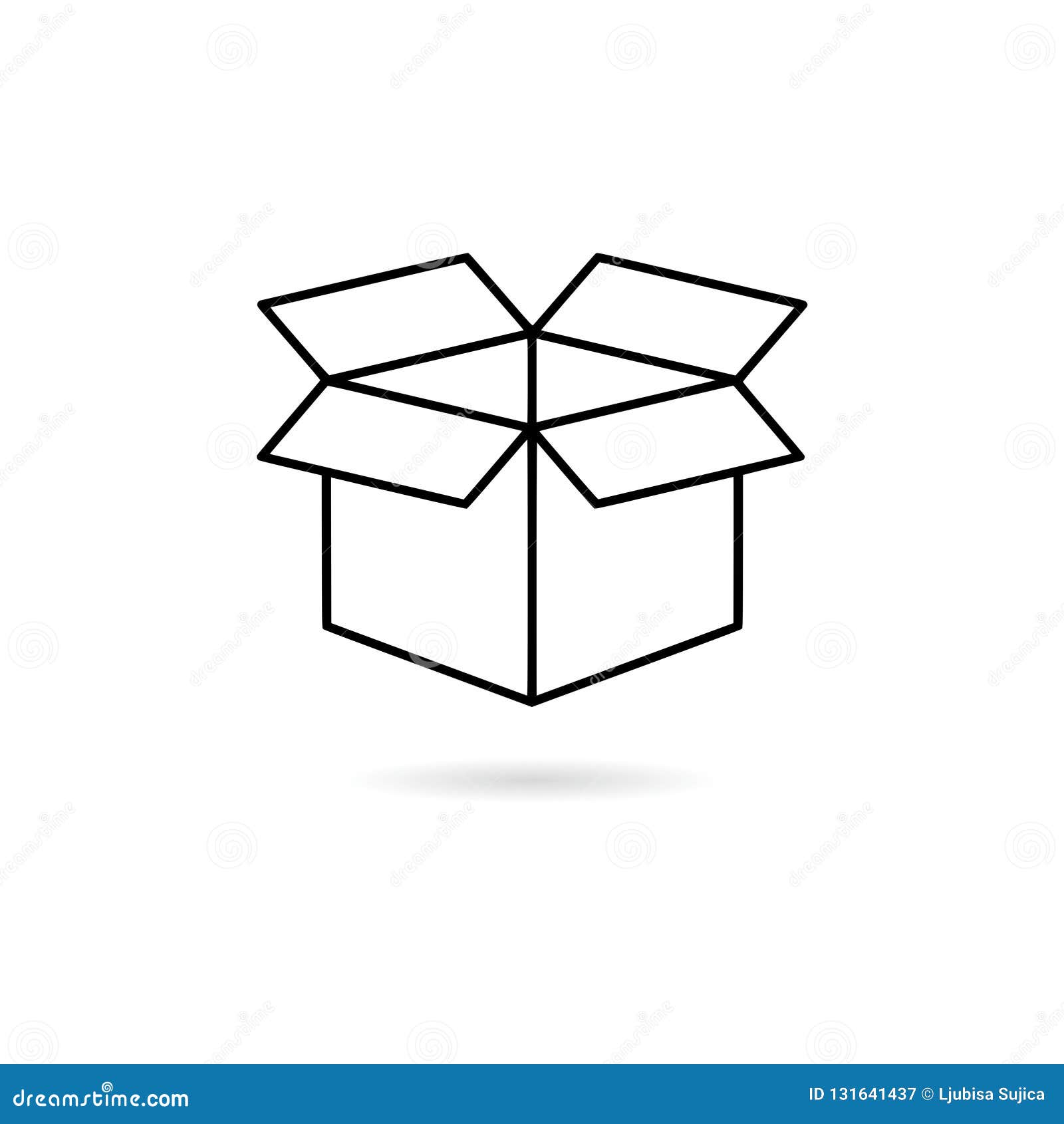 Black Open Box Icon or Logo Stock Vector Illustration of package