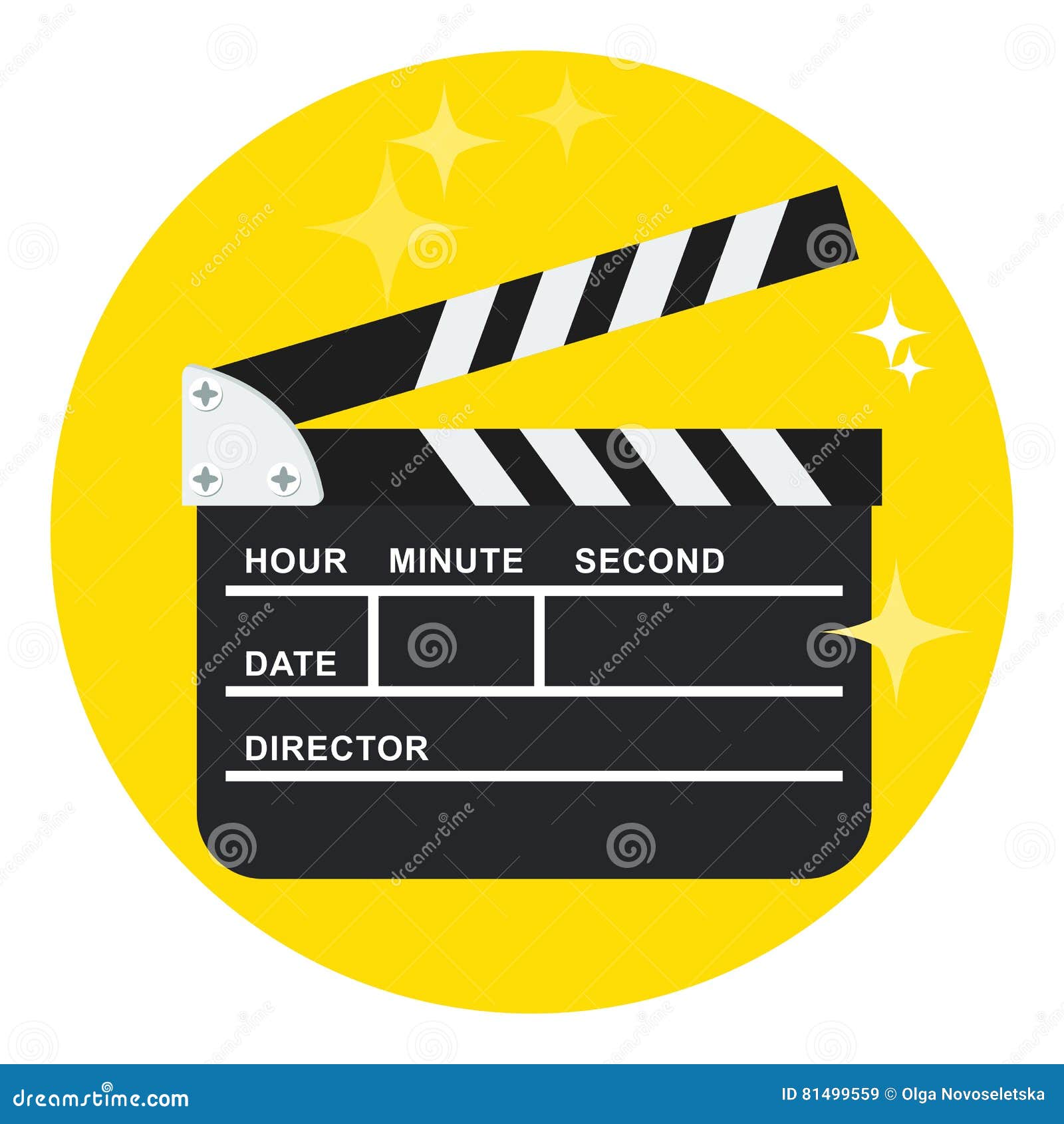 Film clap board cinema sign flat black Royalty Free Vector