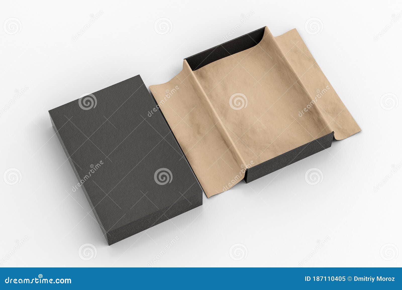 Download Gift Box Mockup With Unfolded Wrapping Paper Stock ...