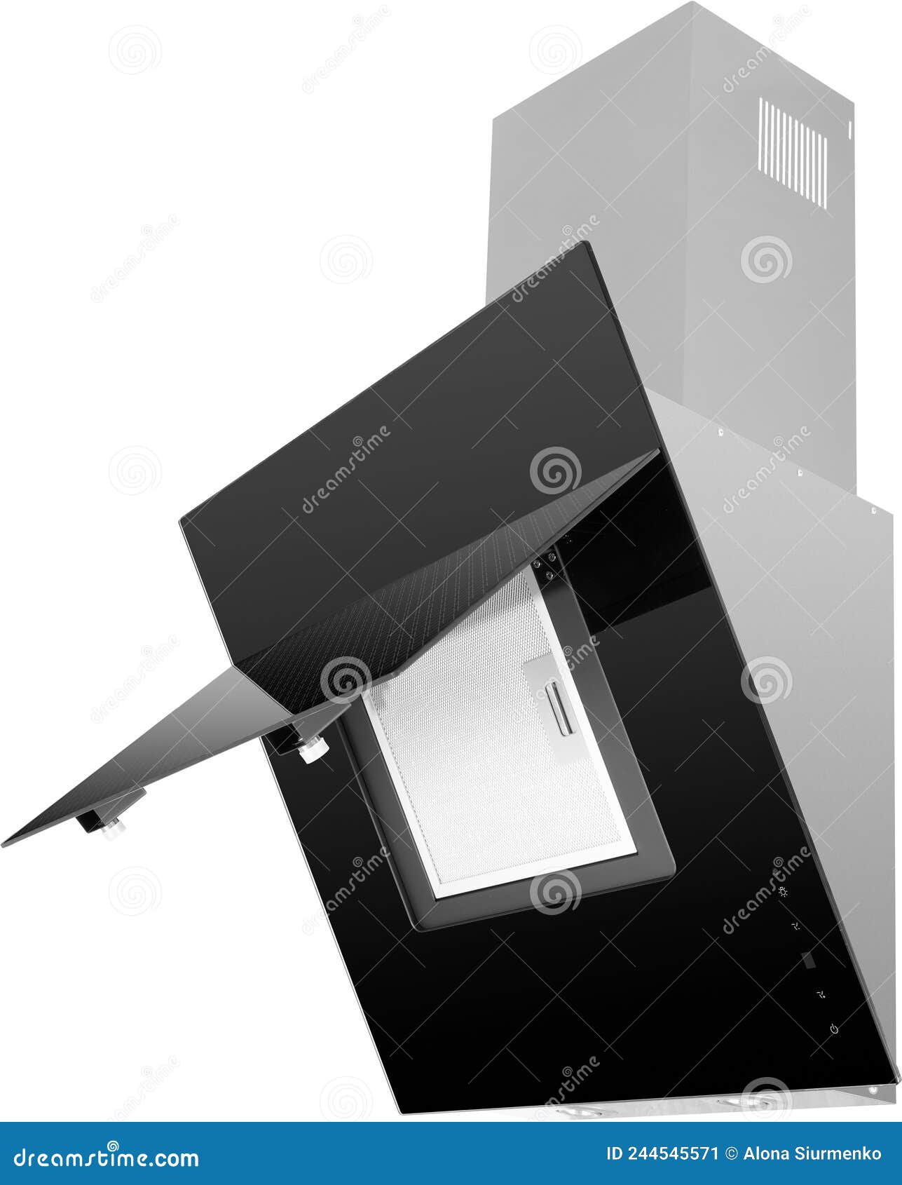 Black Opened Wall Mounted Kitchen Cooker Hood Stock Image Image of