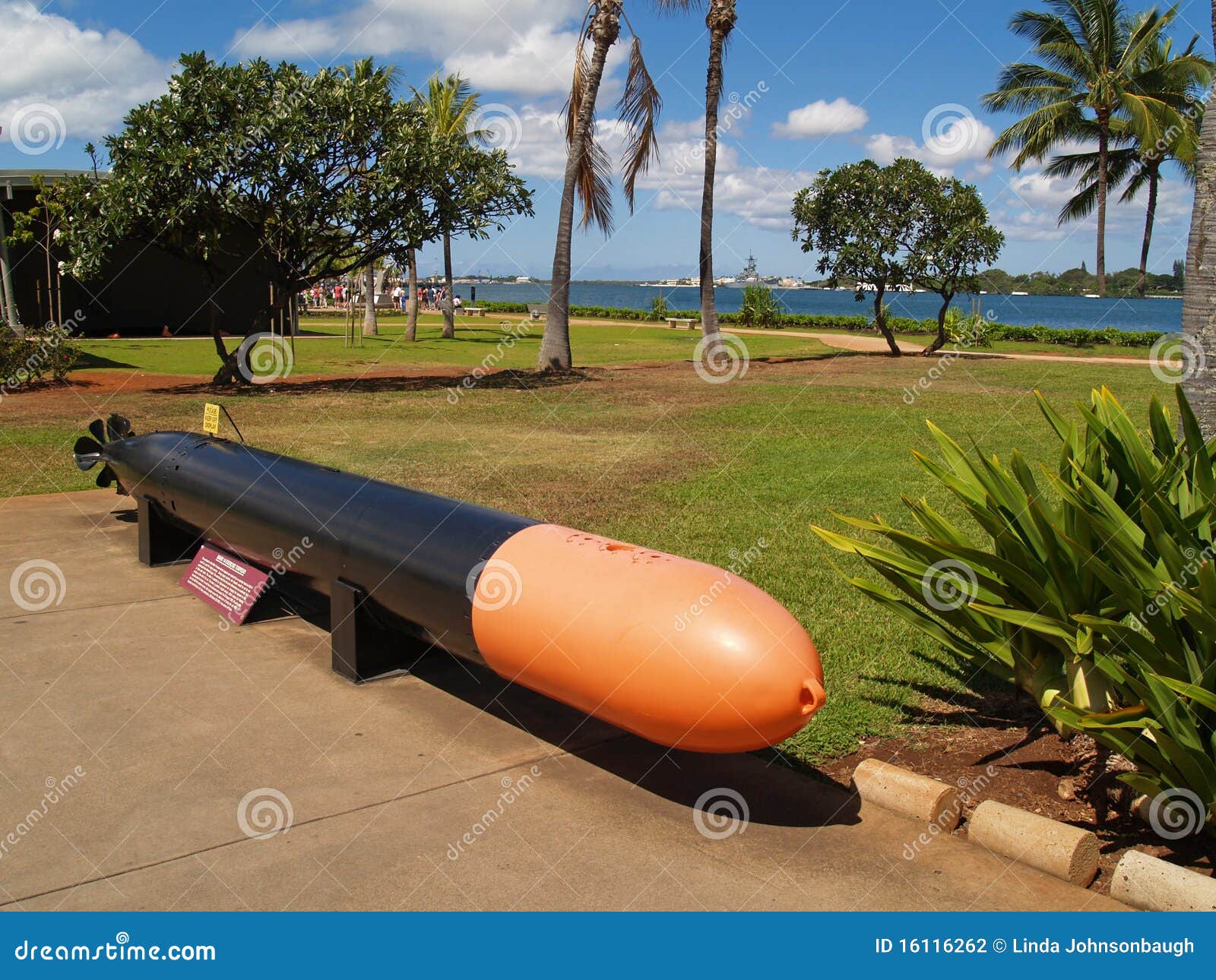 Black and Orange Torpedo Display at Pearl Harbor Editorial Photography