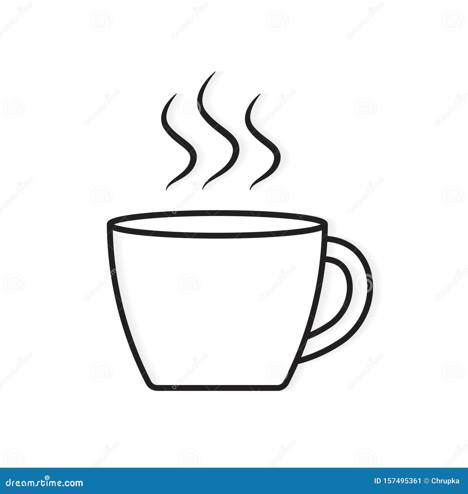 Outlined Coffee Cup Icon Simple Vector On Transparent Background