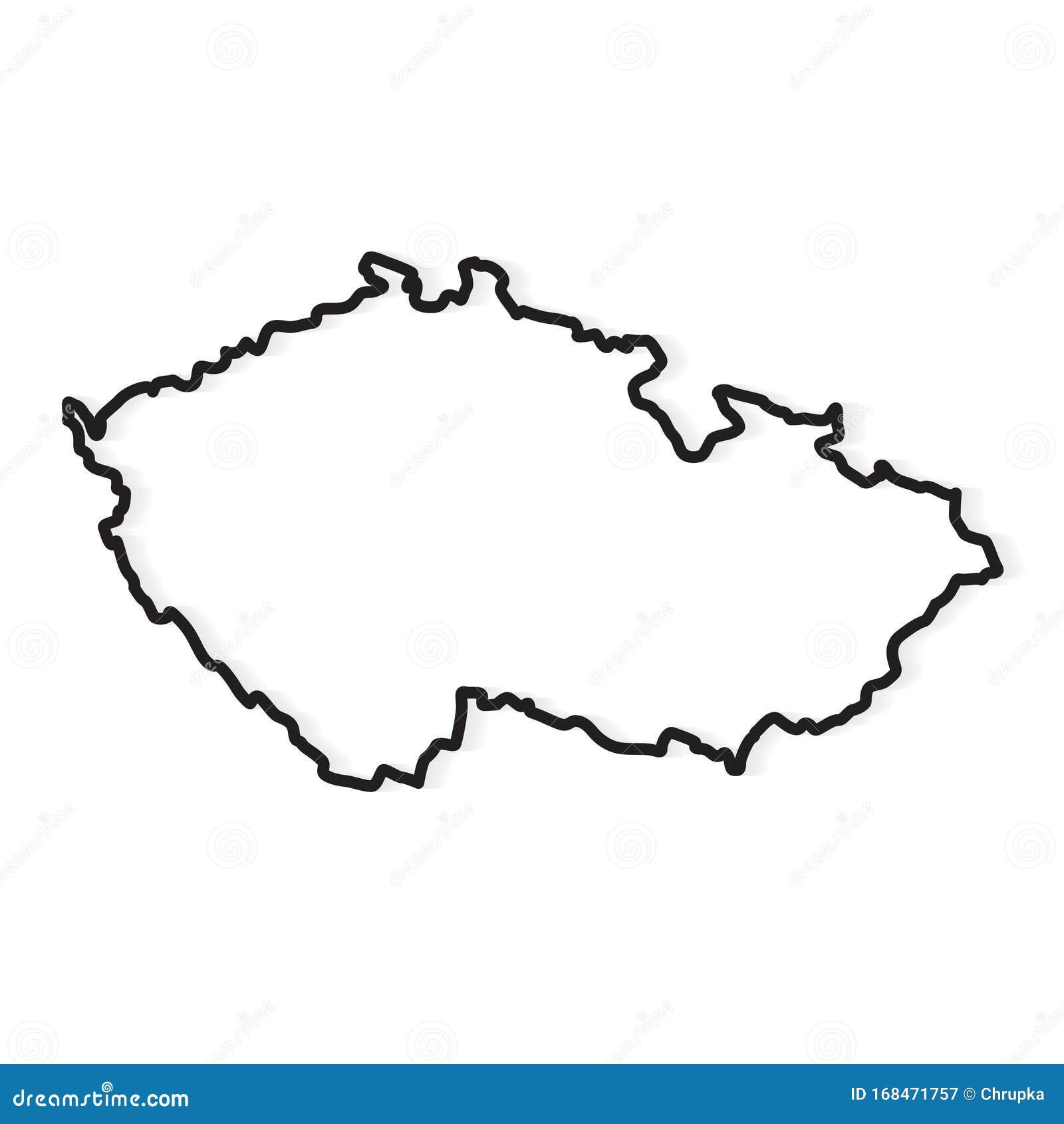 Black Outline of Czech Republic Map Stock Vector - Illustration of ...