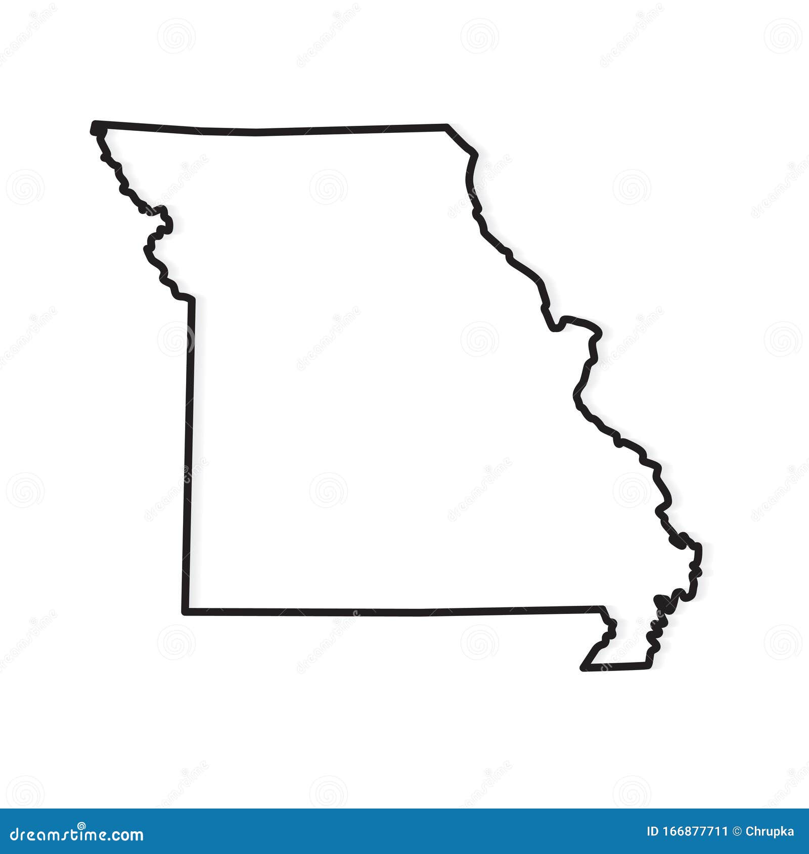 Black Outline of Missouri Map Stock Vector - Illustration of
