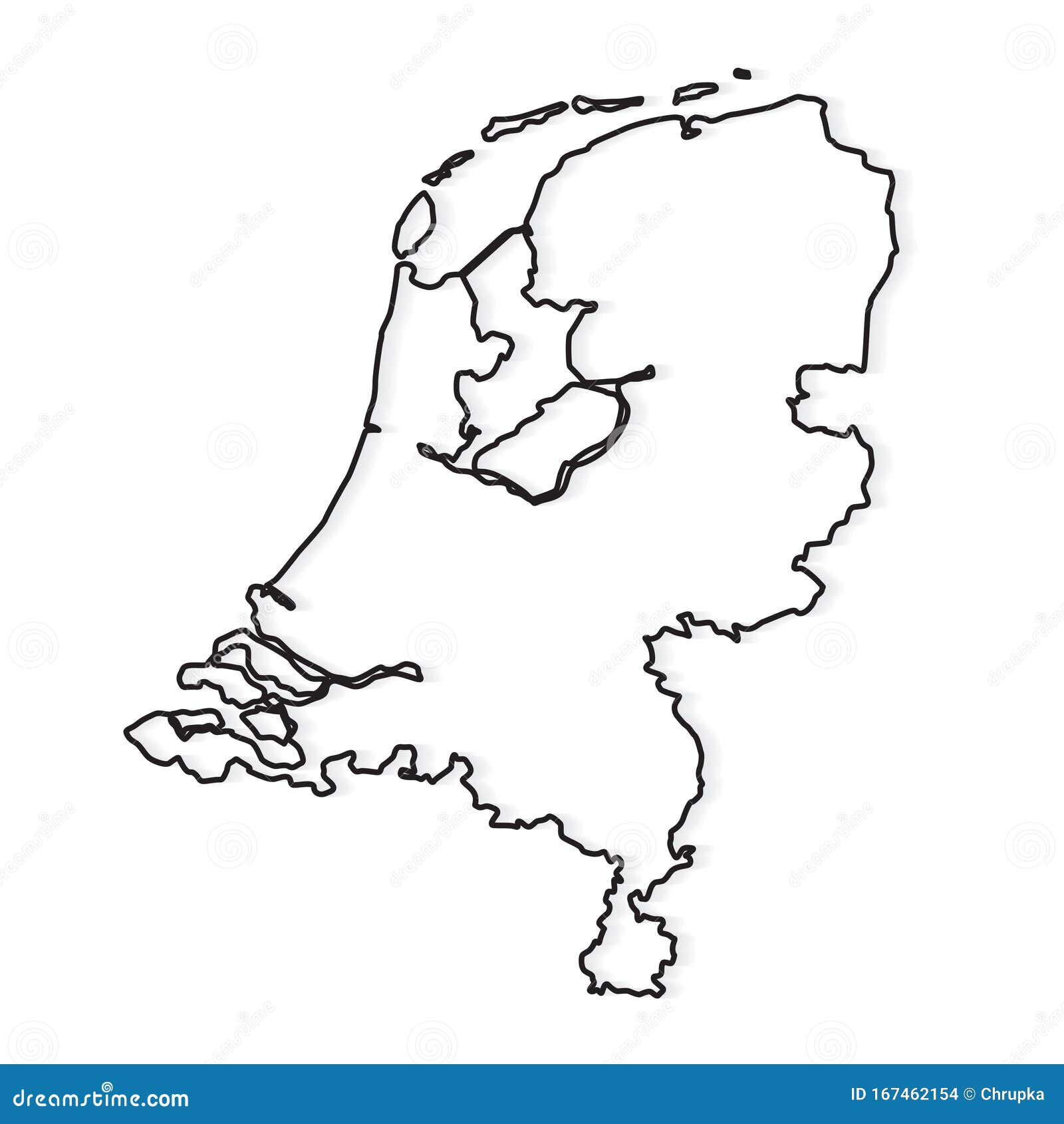 Black Outline of Netherlands Map Stock Vector - Illustration of holland