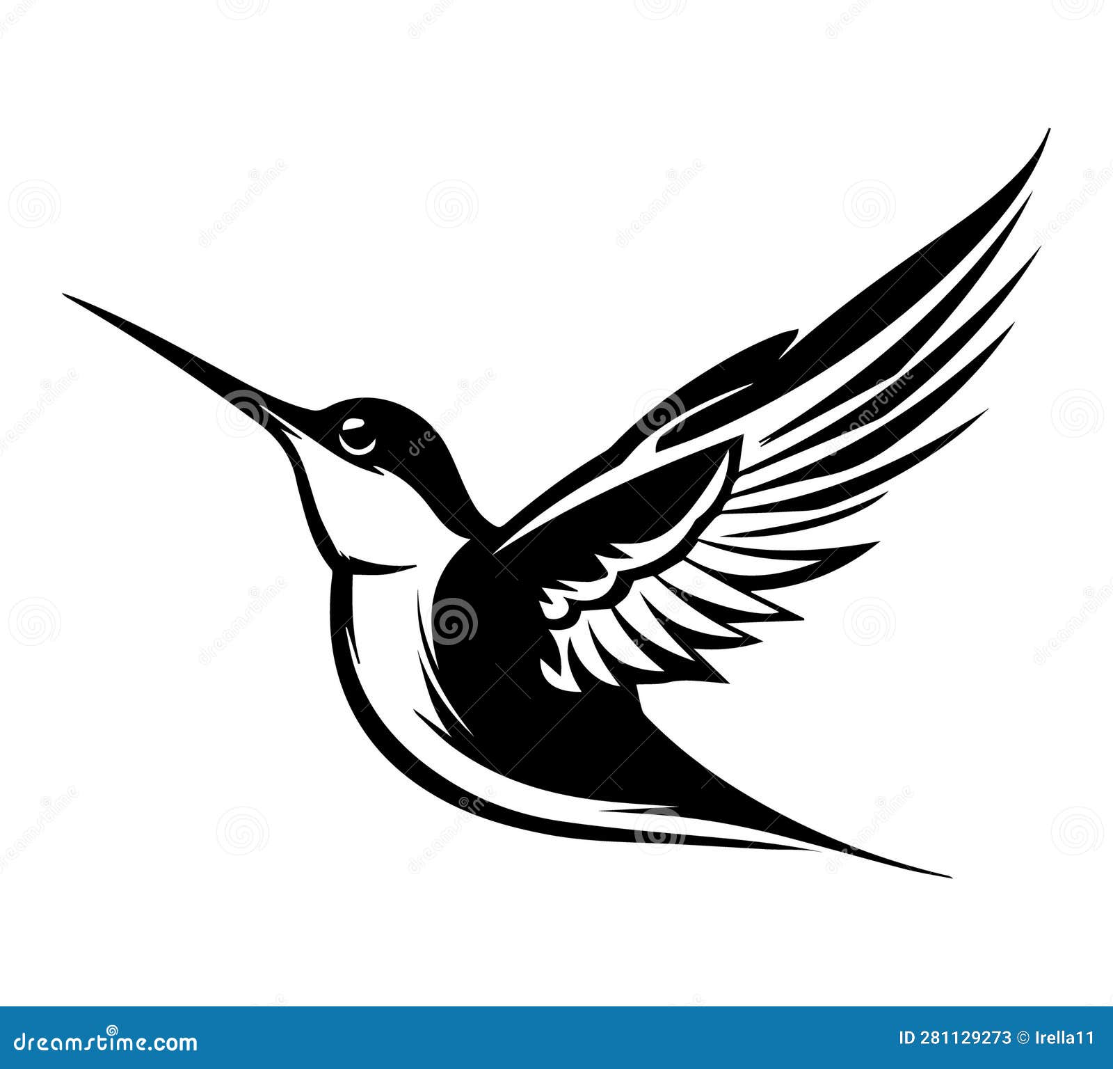Black Outline Silhouette of Hummingbird Vector Art. Bird Mascot Icon ...