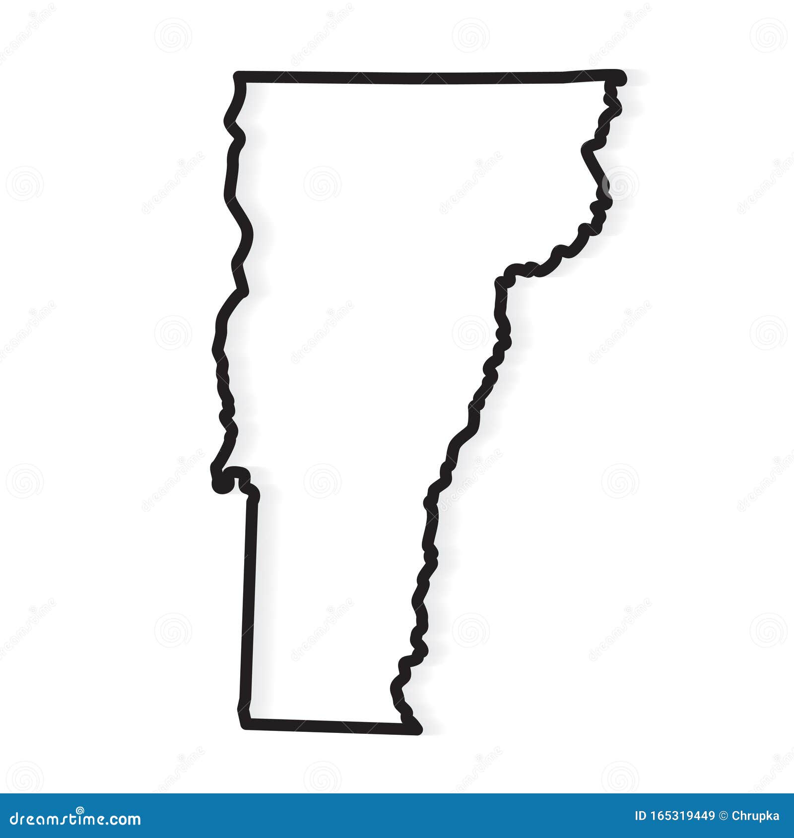 Black Outline of Vermont Map Stock Vector Illustration of isolated