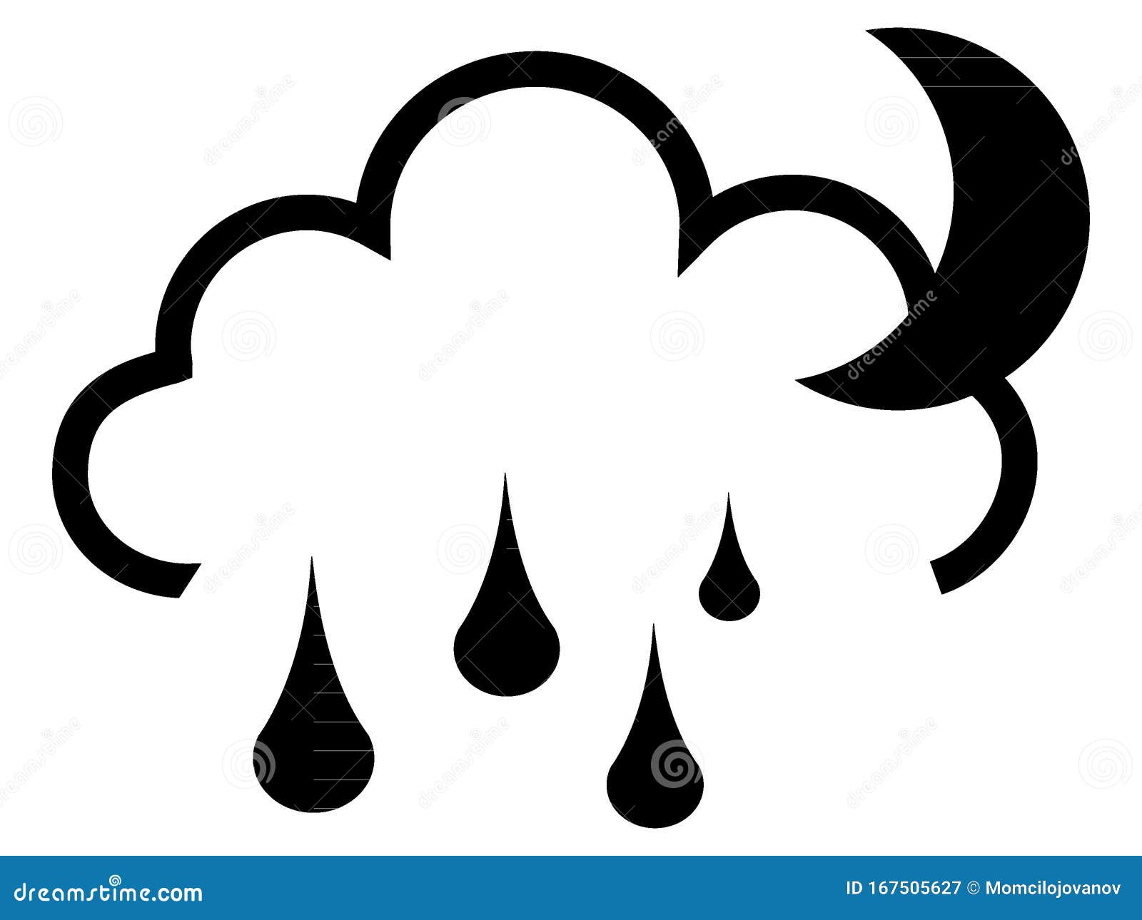 Weather App Icon of Rainy Night Stock Vector - Illustration of pour, rainy:  167505627