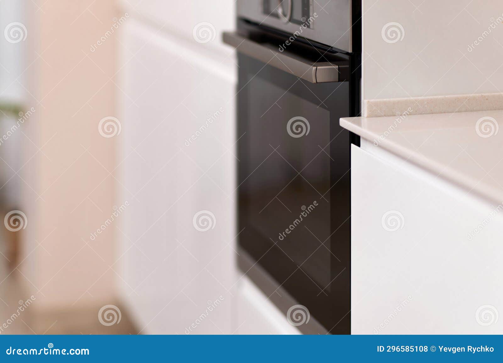 Black Oven in Modern White Kitchen Interior Stock Photo Image of